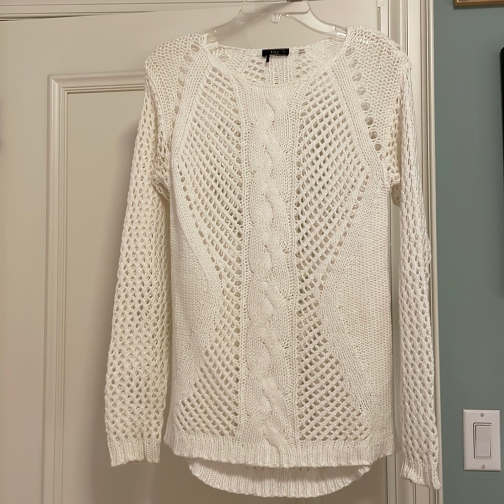 Open weave white Dex summer sweater